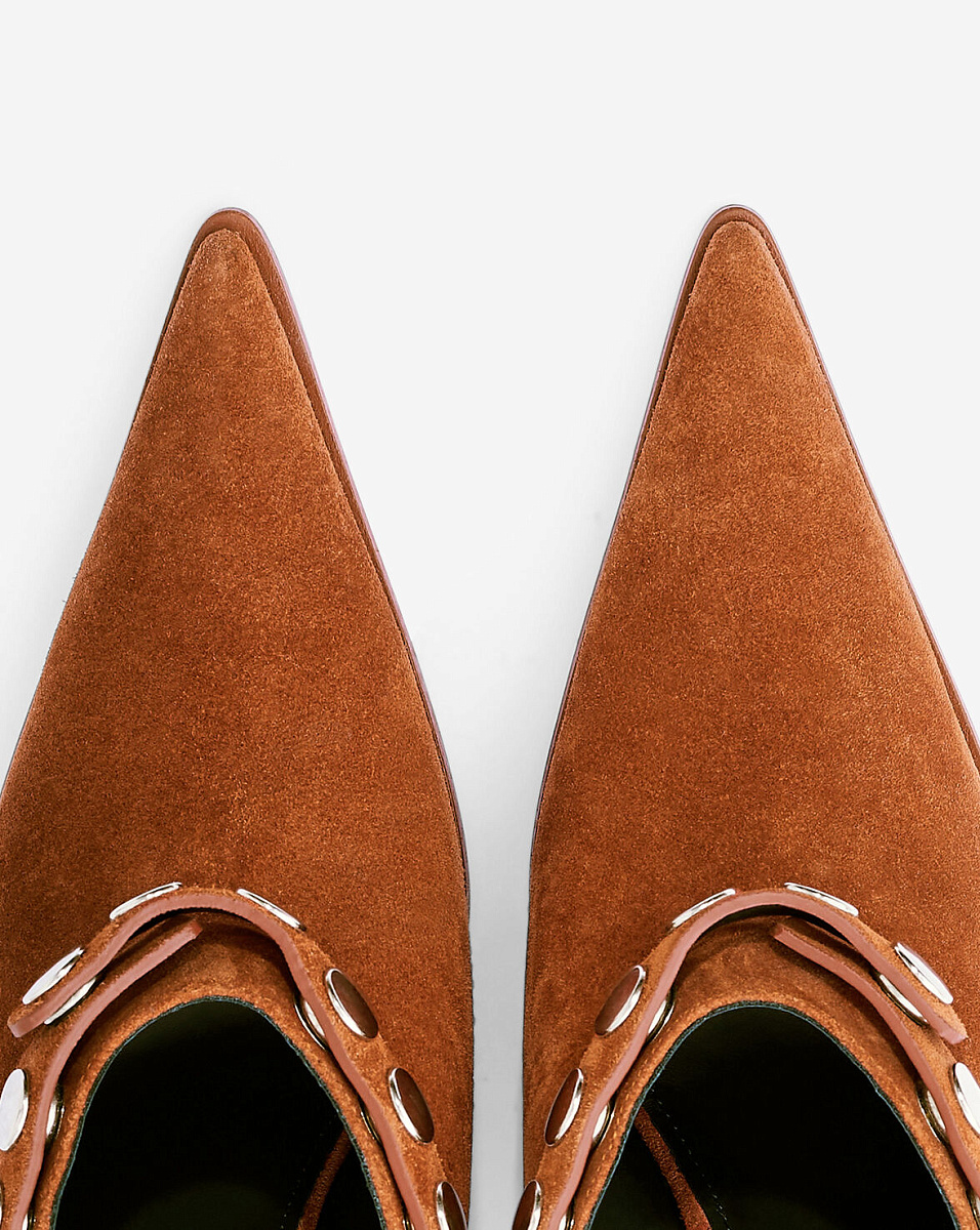 КОРИЧНЕВЫЕ МЮЛИ ИЗ ЗАМШИ С ЗАКЛЕПКАМИ FAUVE CLICK SUEDE