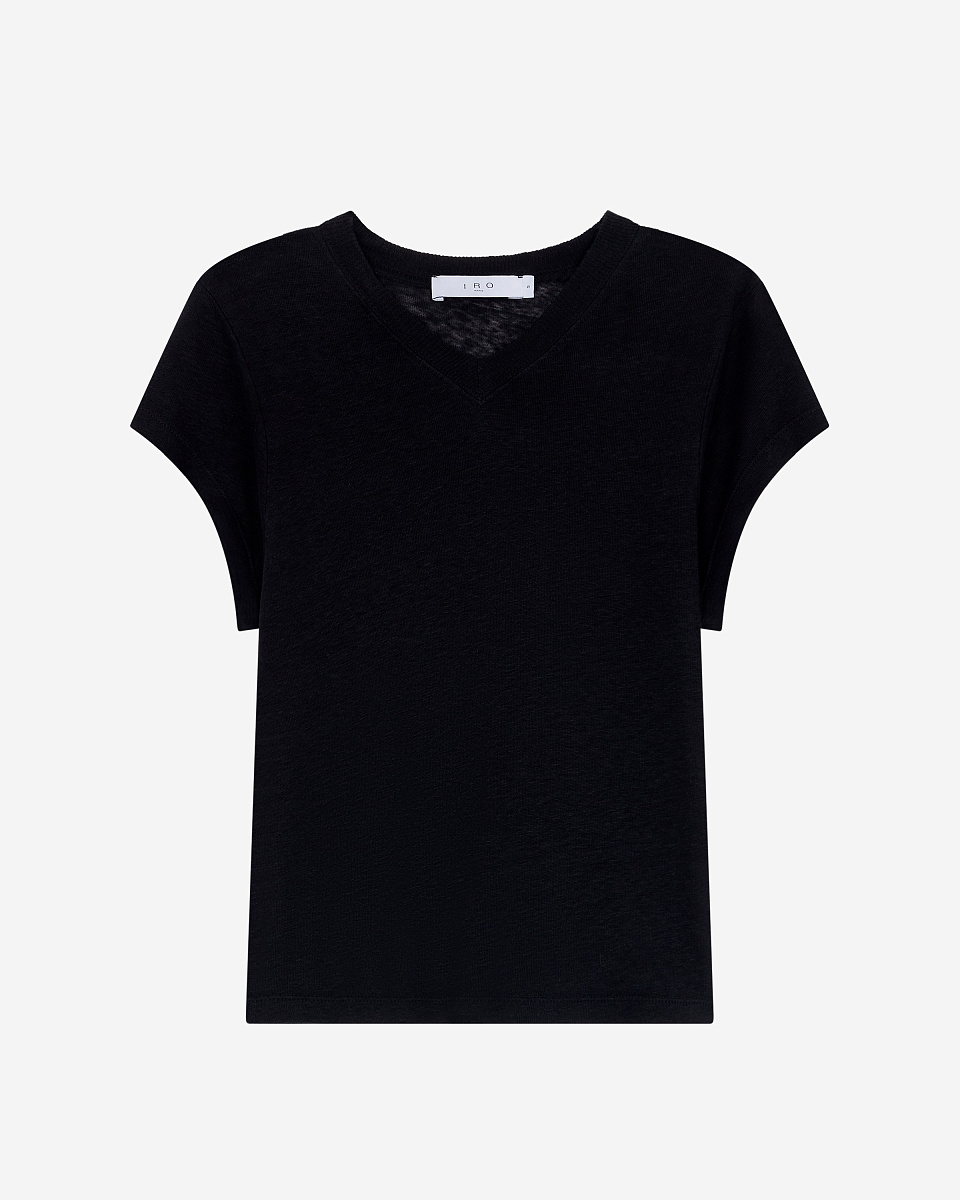 ЧЕРНАЯ ЛЬНЯНАЯ ФУТБОЛКА SYBEL