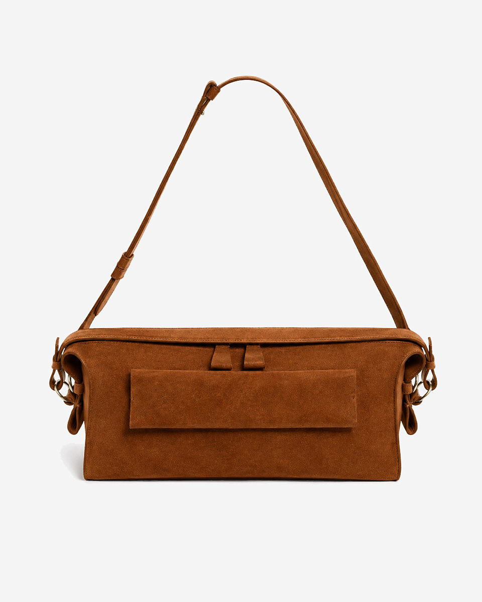 КОРИЧНЕВАЯ СУМКА В СИЛУЭТЕ БОУЛИНГ ИЗ ЗАМШИ NEO ALTO SUEDE