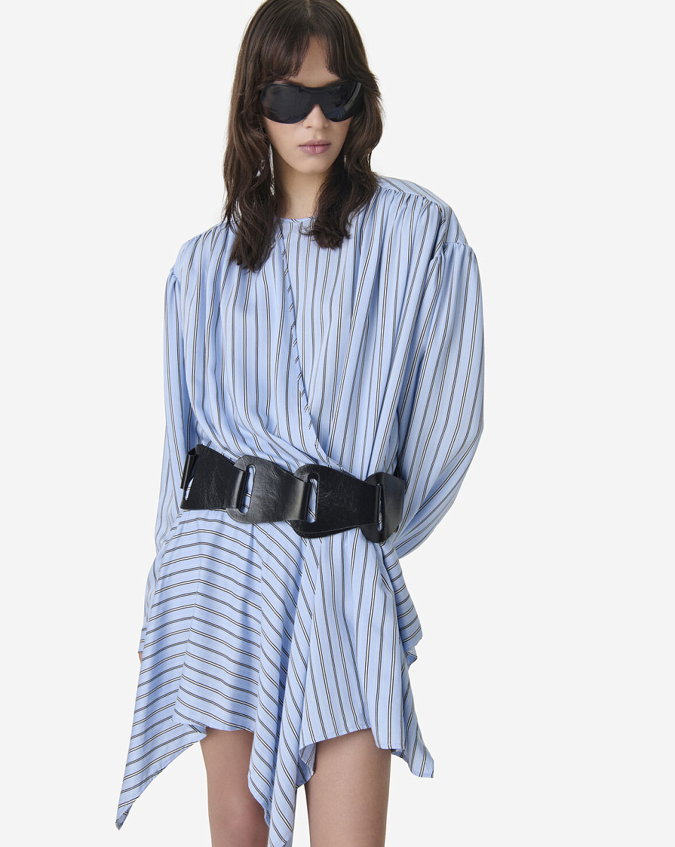 ГОЛУБОЕ АСИММЕТРИЧНОЕ ПЛАТЬЕ В ПОЛОСКУ UTENIA