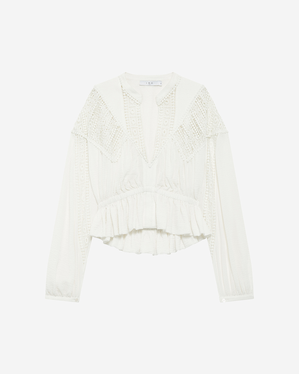 БЛУЗА С КРУЖЕВОМ И ОБЪЕМНЫМИ РУКАВАМИ RIXI