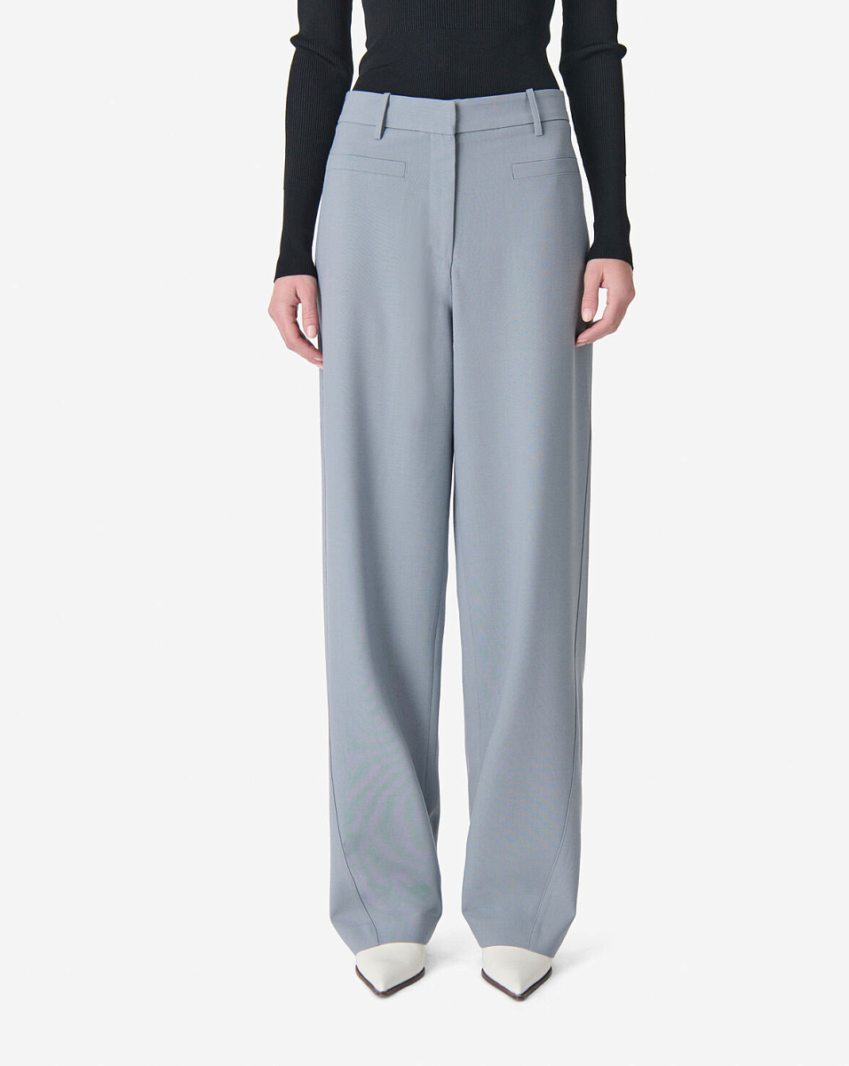 КОСТЮМНЫЕ БРЮКИ ШИРОКОГО КРОЯ В СЕРОМ ЦВЕТЕ ALURI