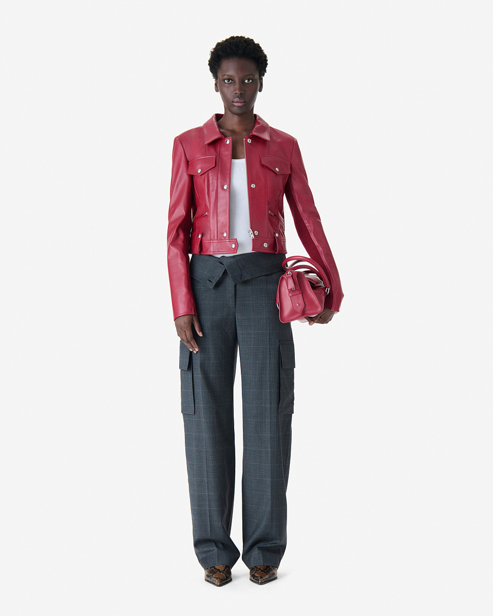 УКОРОЧЕННАЯ КУРТКА ИЗ ДВУХ МАТЕРИАЛОВ В КРАСНОМ ЦВЕТЕ CHILOE