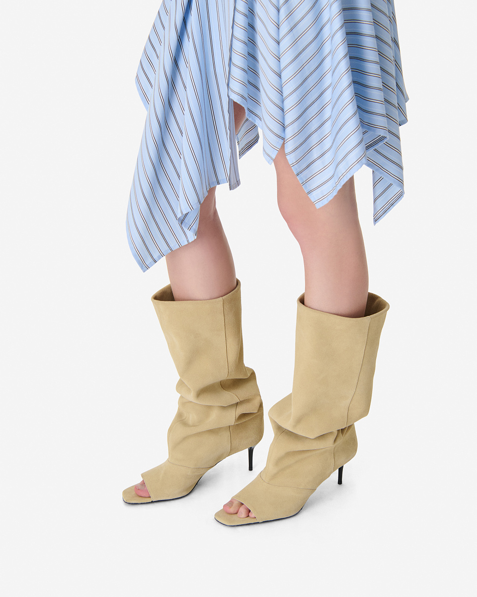 БЕЖЕВЫЕ САПОГИ ИЗ ЗАМШИ С ОТКРЫТЫМ МЫСОМ SLOUCHYSD