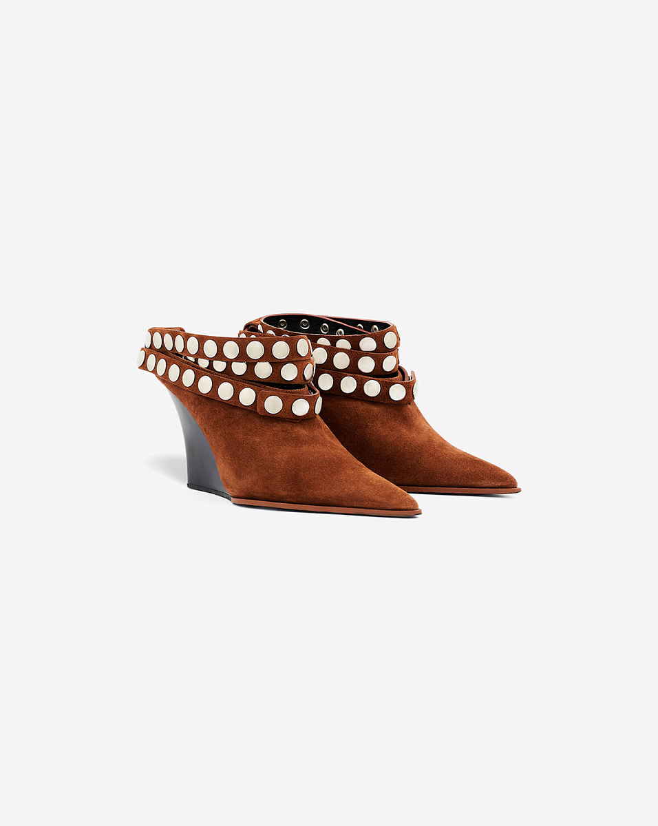 КОРИЧНЕВЫЕ МЮЛИ ИЗ ЗАМШИ С ЗАКЛЕПКАМИ FAUVE CLICK SUEDE