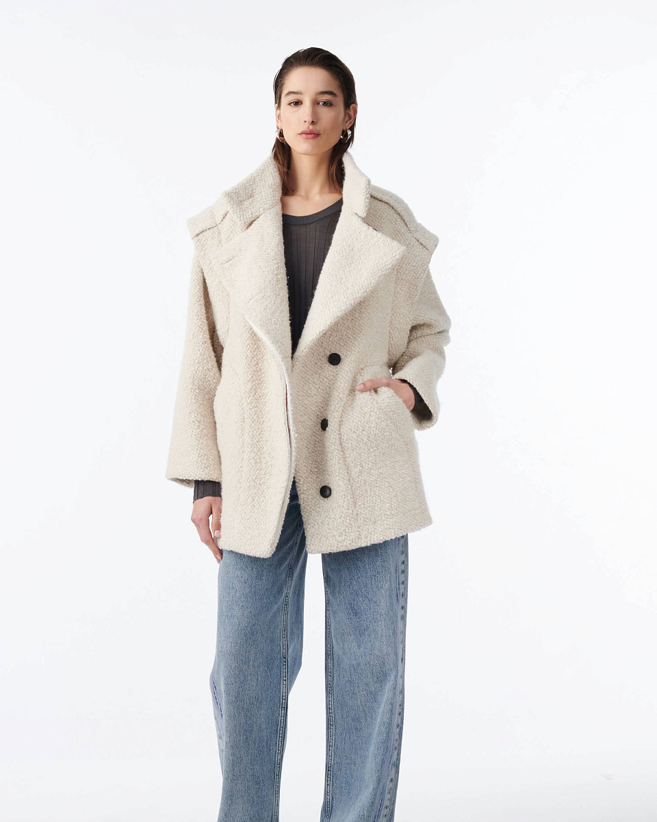 ПОЛУПАЛЬТО ИЗ СМЕСОВОЙ ШЕРСТИ С ЭФФЕКТОМ БУКЛЕ PAVINA