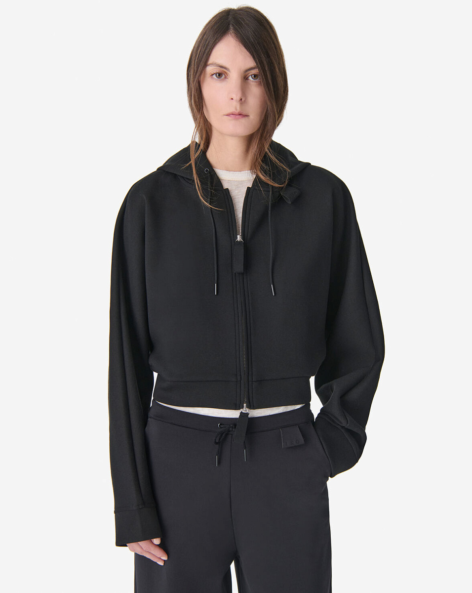 ЧЕРНЫЙ СВИТШОТ КРОЯ ОВЕРСАЙЗ С КАПЮШОНОМ VALENA