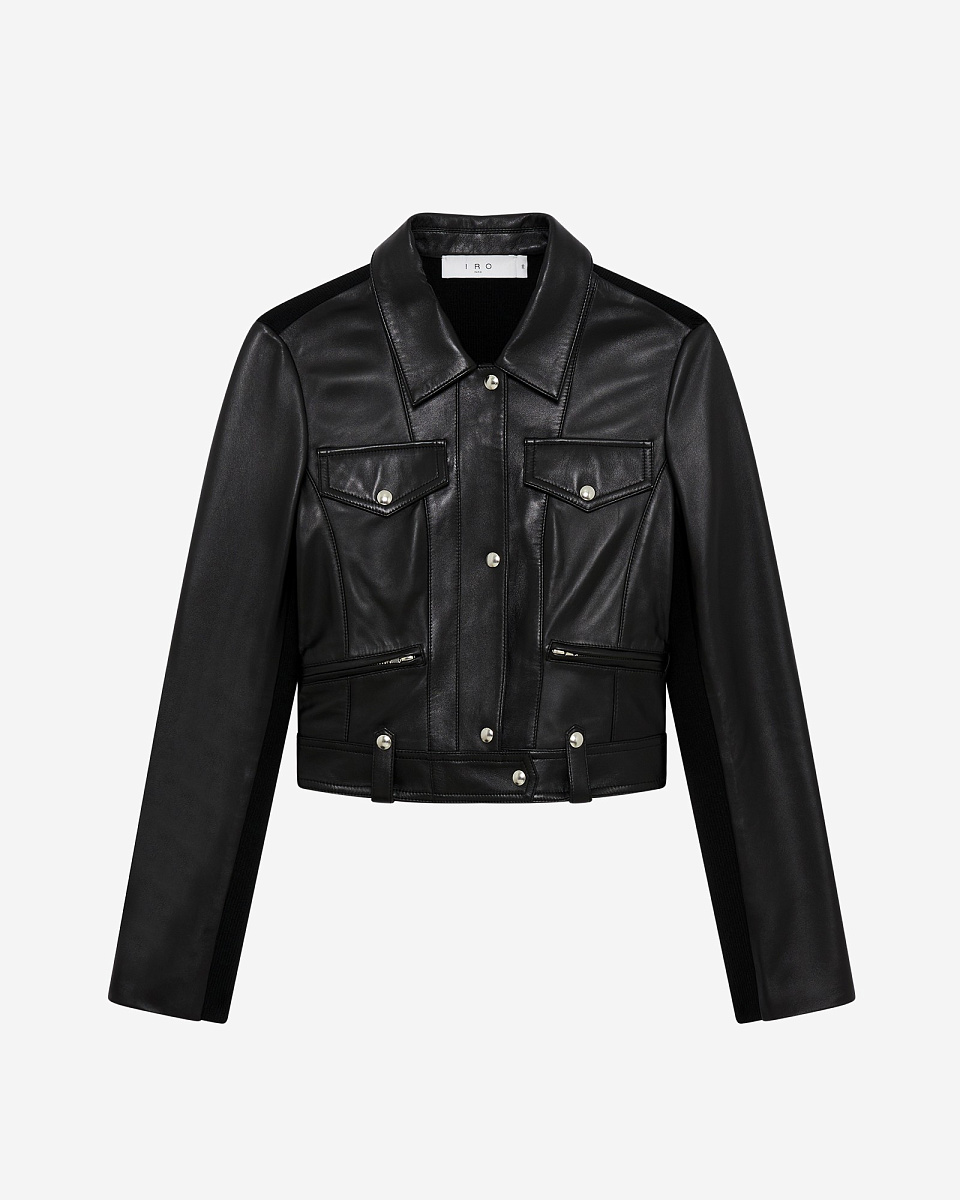 УКОРОЧЕННАЯ КУРТКА ИЗ ДВУХ МАТЕРИАЛОВ В ЧЕРНОМ ЦВЕТЕ CHILOE