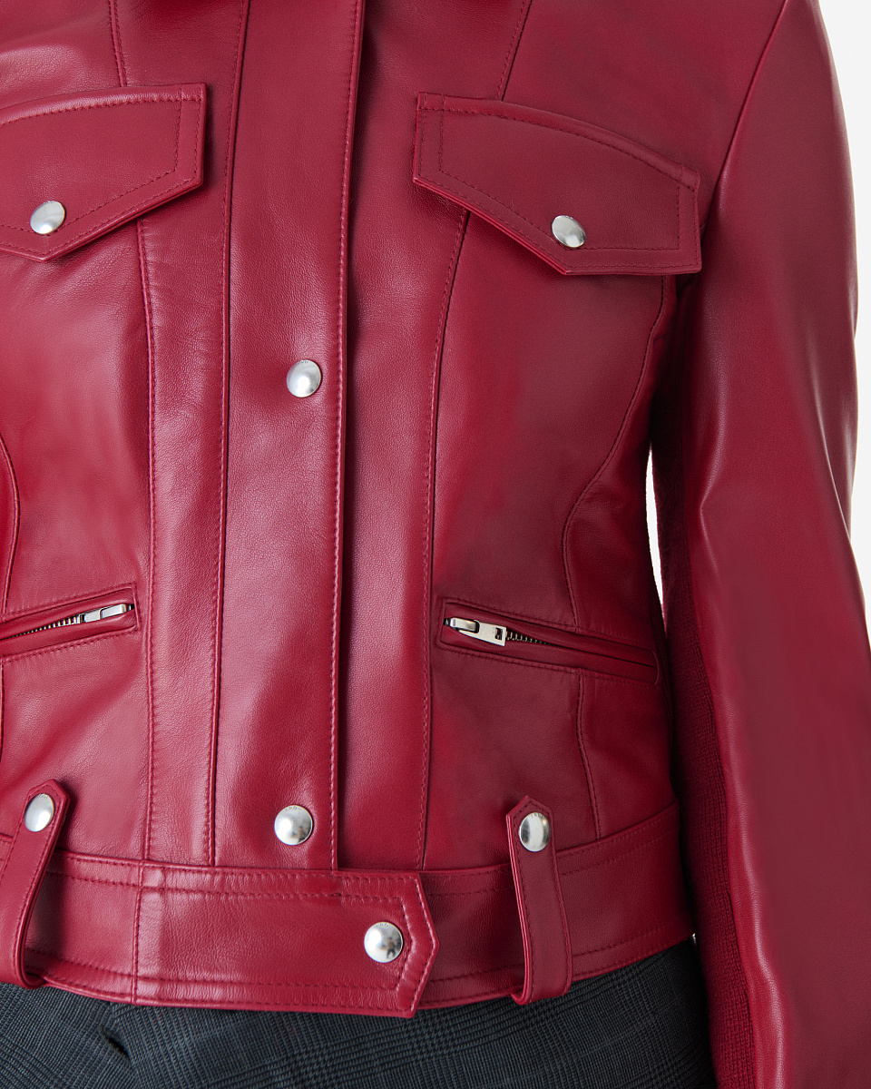 УКОРОЧЕННАЯ КУРТКА ИЗ ДВУХ МАТЕРИАЛОВ В КРАСНОМ ЦВЕТЕ CHILOE