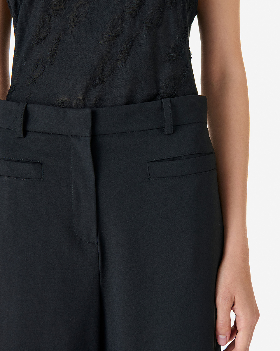 КОСТЮМНЫЕ БРЮКИ ШИРОКОГО КРОЯ В ЧЕРНОМ ЦВЕТЕ ALURI