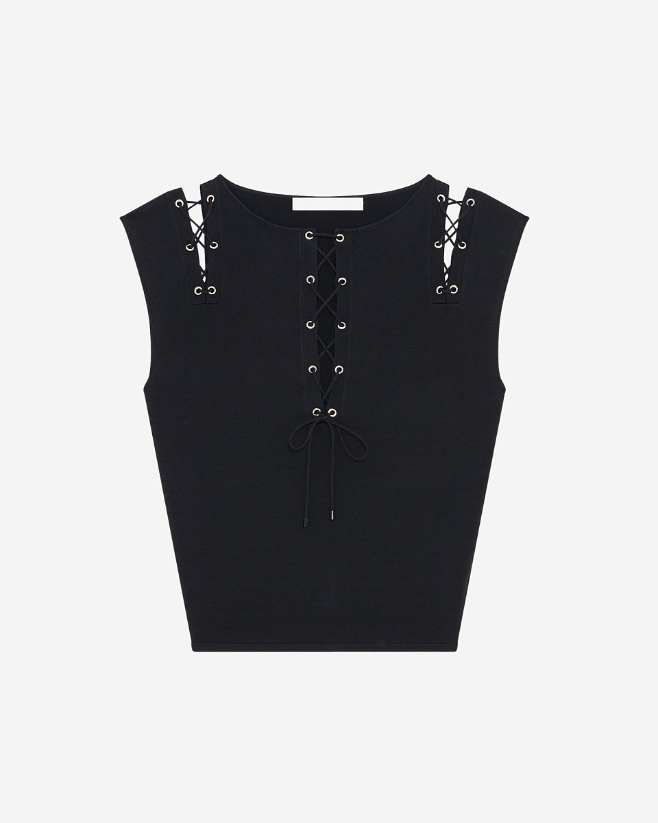 ЧЕРНЫЙ ТОП СО ШНУРОВКОЙ FELICINE