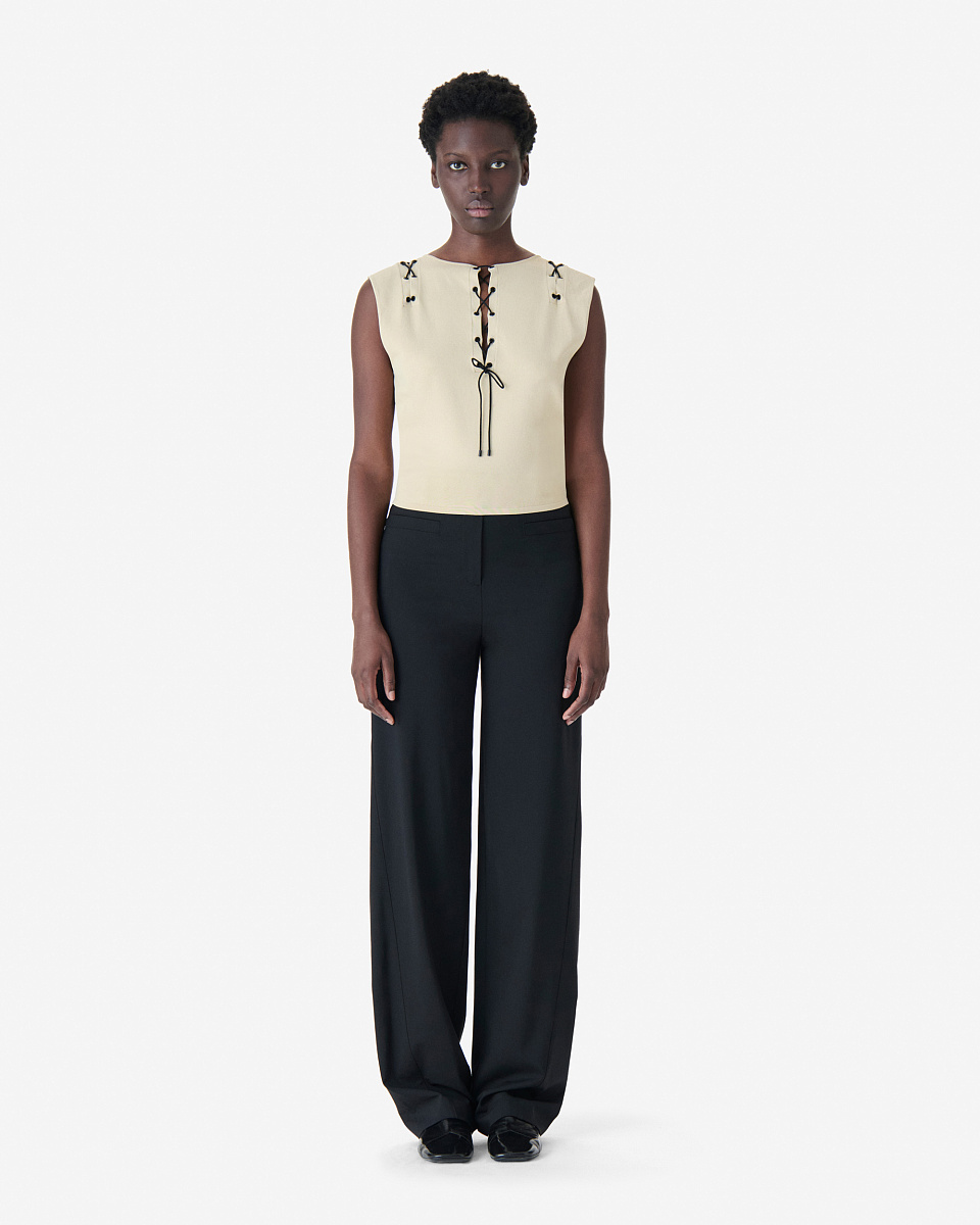 БЕЖЕВЫЙ ТОП СО ШНУРОВКОЙ FELICINE