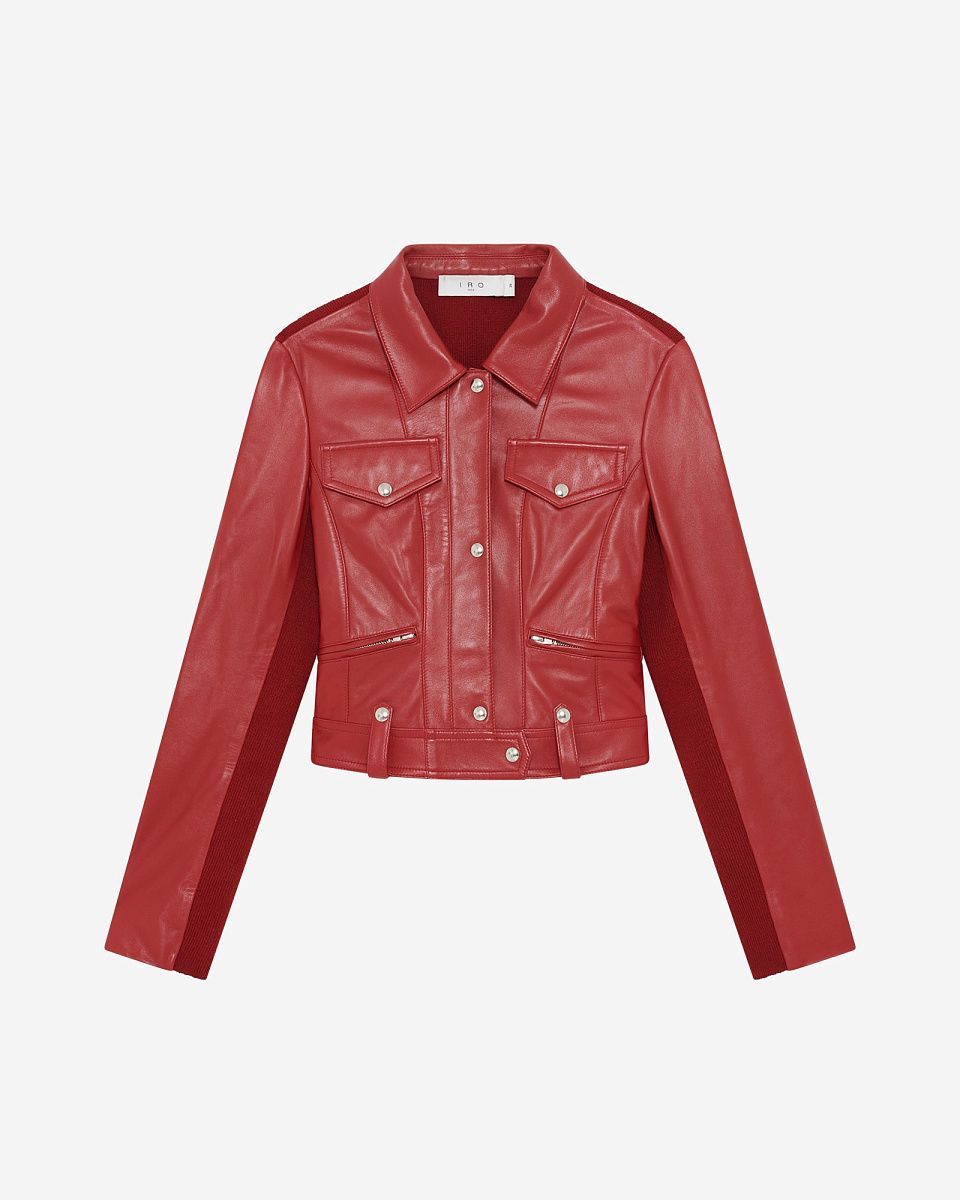 УКОРОЧЕННАЯ КУРТКА ИЗ ДВУХ МАТЕРИАЛОВ В КРАСНОМ ЦВЕТЕ CHILOE