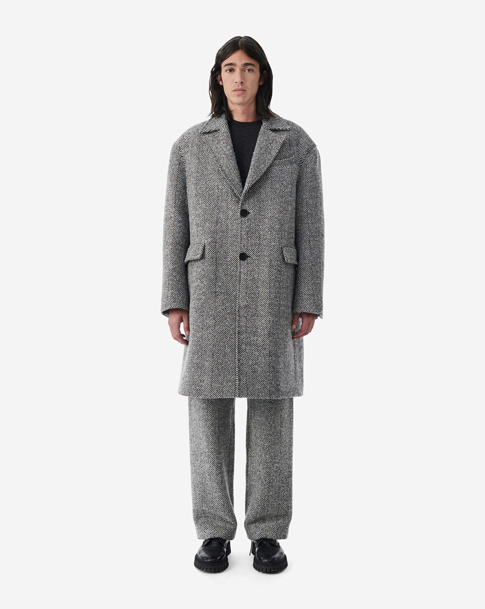 ПАЛЬТО ИЗ СМЕСОВОЙ ШЕРСТИ С УЗОРОМ В ЕЛОЧКУ CLAUDE