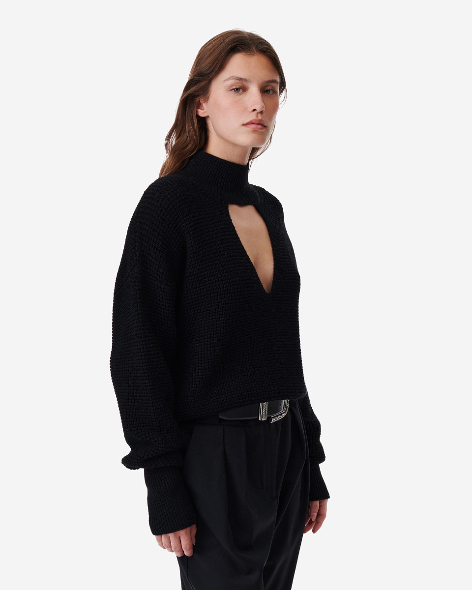 СВИТЕР С ВОРОТНИКОМ-СТОЙКОЙ И ВЫРЕЗОМ GAID