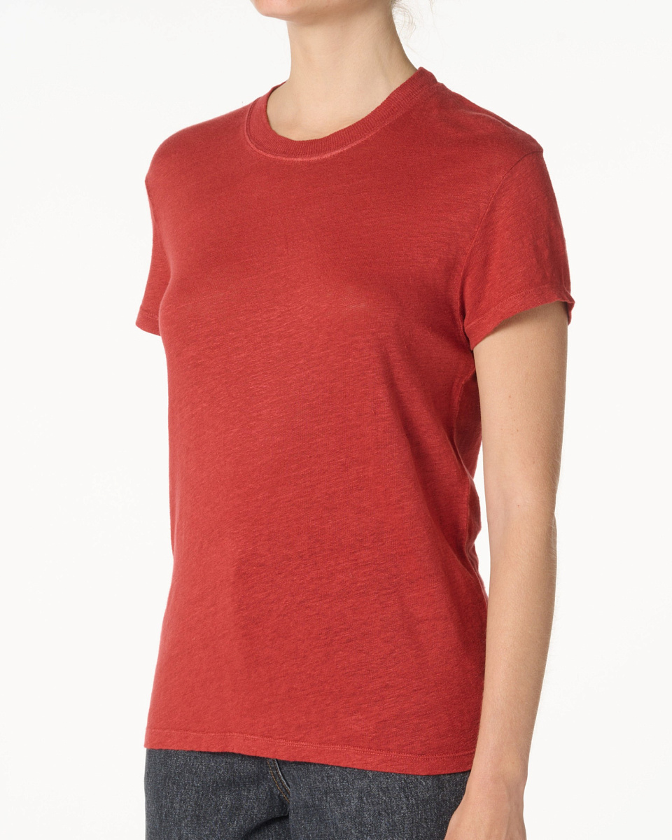 КРАСНАЯ ЛЬНЯНАЯ ФУТБОЛКА С КРУГЛЫМ ВЫРЕЗОМ THIRD