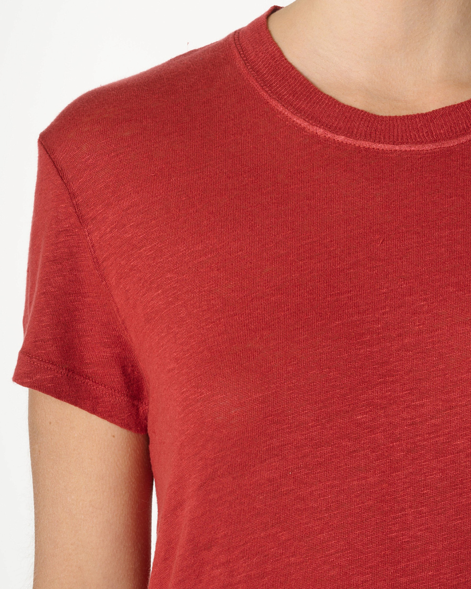 КРАСНАЯ ЛЬНЯНАЯ ФУТБОЛКА С КРУГЛЫМ ВЫРЕЗОМ THIRD