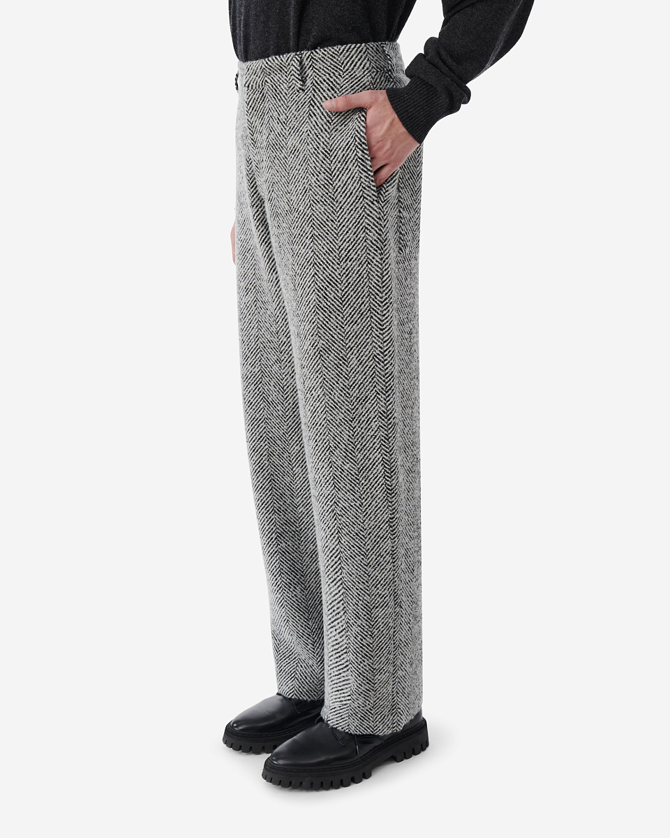 БРЮКИ ИЗ СМЕСОВОЙ ШЕРСТИ В ЕЛОЧКУ CEDRIK