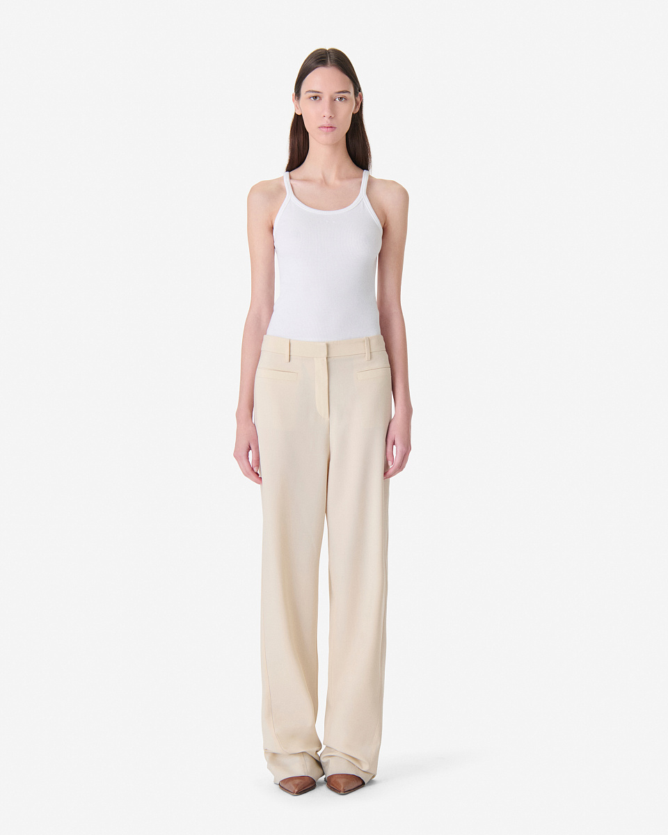 КОСТЮМНЫЕ БРЮКИ ШИРОКОГО КРОЯ В БЕЖЕВОМ ЦВЕТЕ ALURI