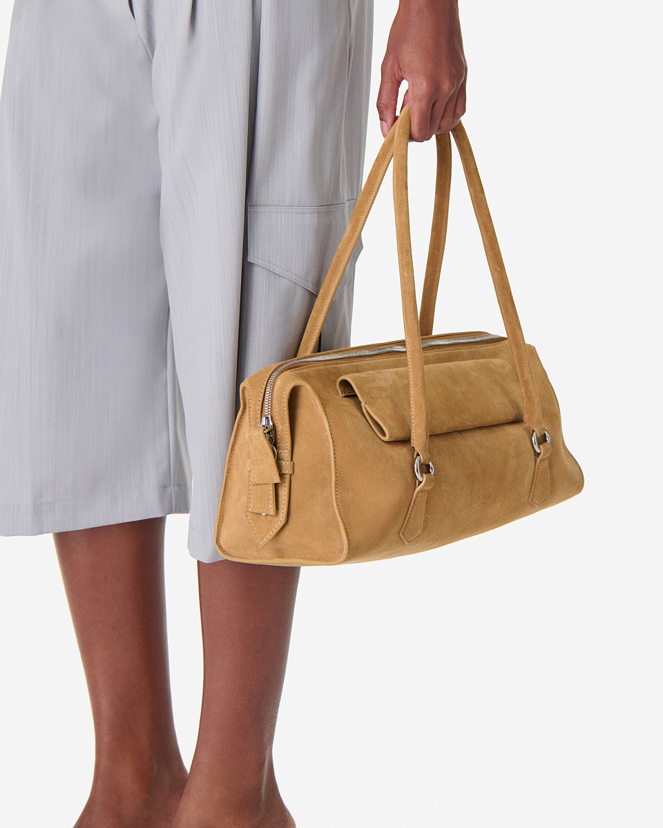 БЕЖЕВАЯ СУМКА-БОУЛИНГ ИЗ ЗАМШИ ALTOSD