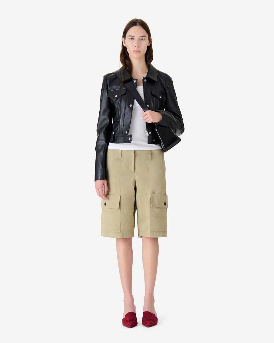 УКОРОЧЕННАЯ КУРТКА ИЗ ДВУХ МАТЕРИАЛОВ В ЧЕРНОМ ЦВЕТЕ CHILOE