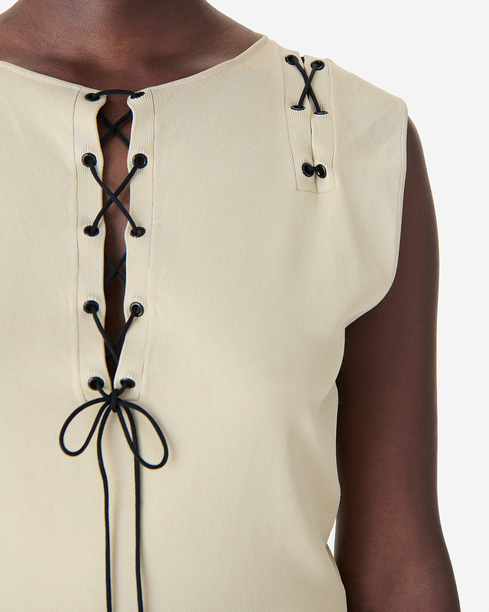 БЕЖЕВЫЙ ТОП СО ШНУРОВКОЙ FELICINE