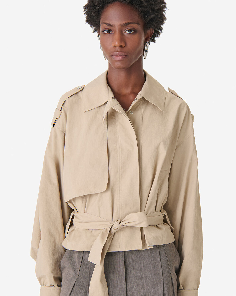 БЕЖЕВАЯ КУРТКА СВОБОДНОГО КРОЯ С ПОЯСОМ ZYNIA