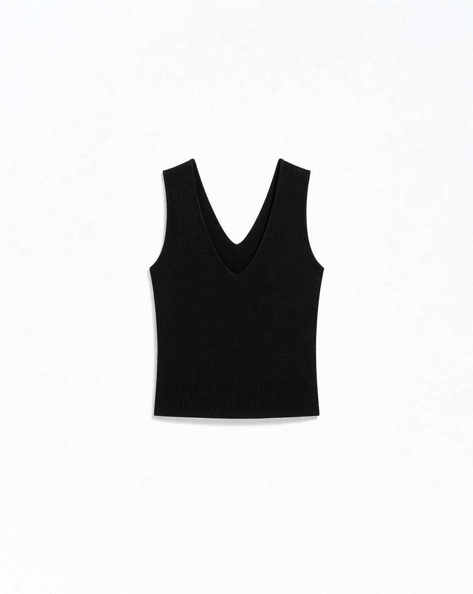 ЧЕРНЫЙ ТРИКОТАЖНЫЙ ТОП NISTA