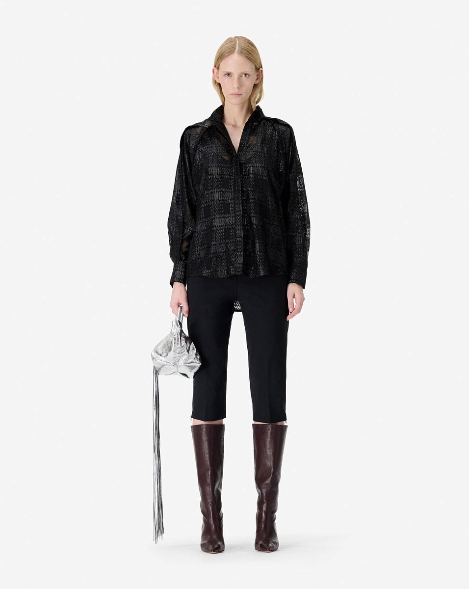 БЛУЗА С ВОРОТНИКОМ-СТОЙКОЙ И ОТДЕЛКОЙ ЛЮРЕКСОМ VALMU