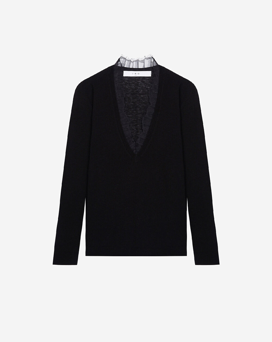 СВИТЕР С V-ОБРАЗНЫМ ВЫРЕЗОМ И КРУЖЕВОМ HABY