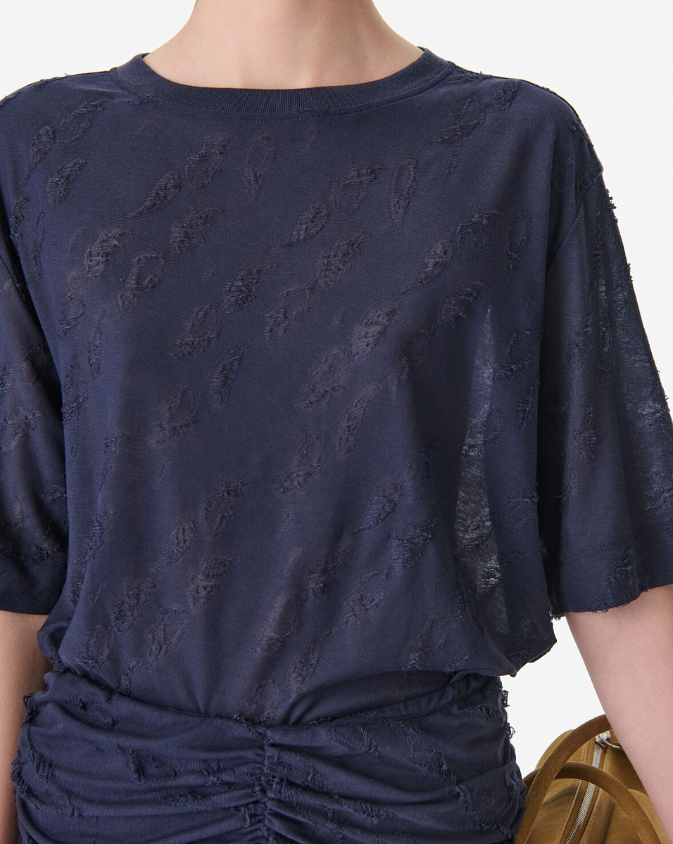 СИНЯЯ ФУТБОЛКА С УЗОРОМ ПЕЙСЛИ HEVEN