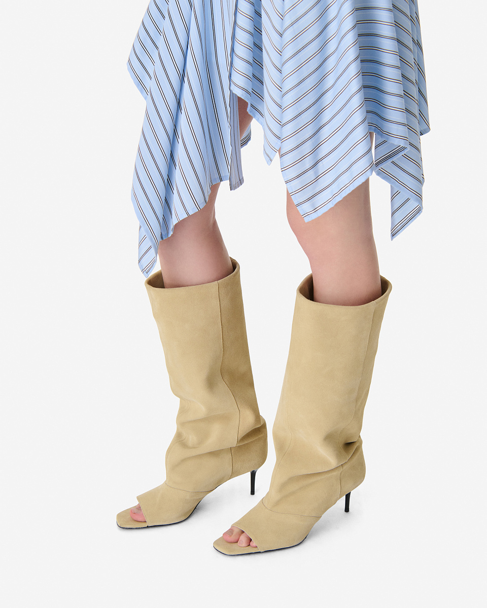 БЕЖЕВЫЕ САПОГИ ИЗ ЗАМШИ С ОТКРЫТЫМ МЫСОМ SLOUCHYSD