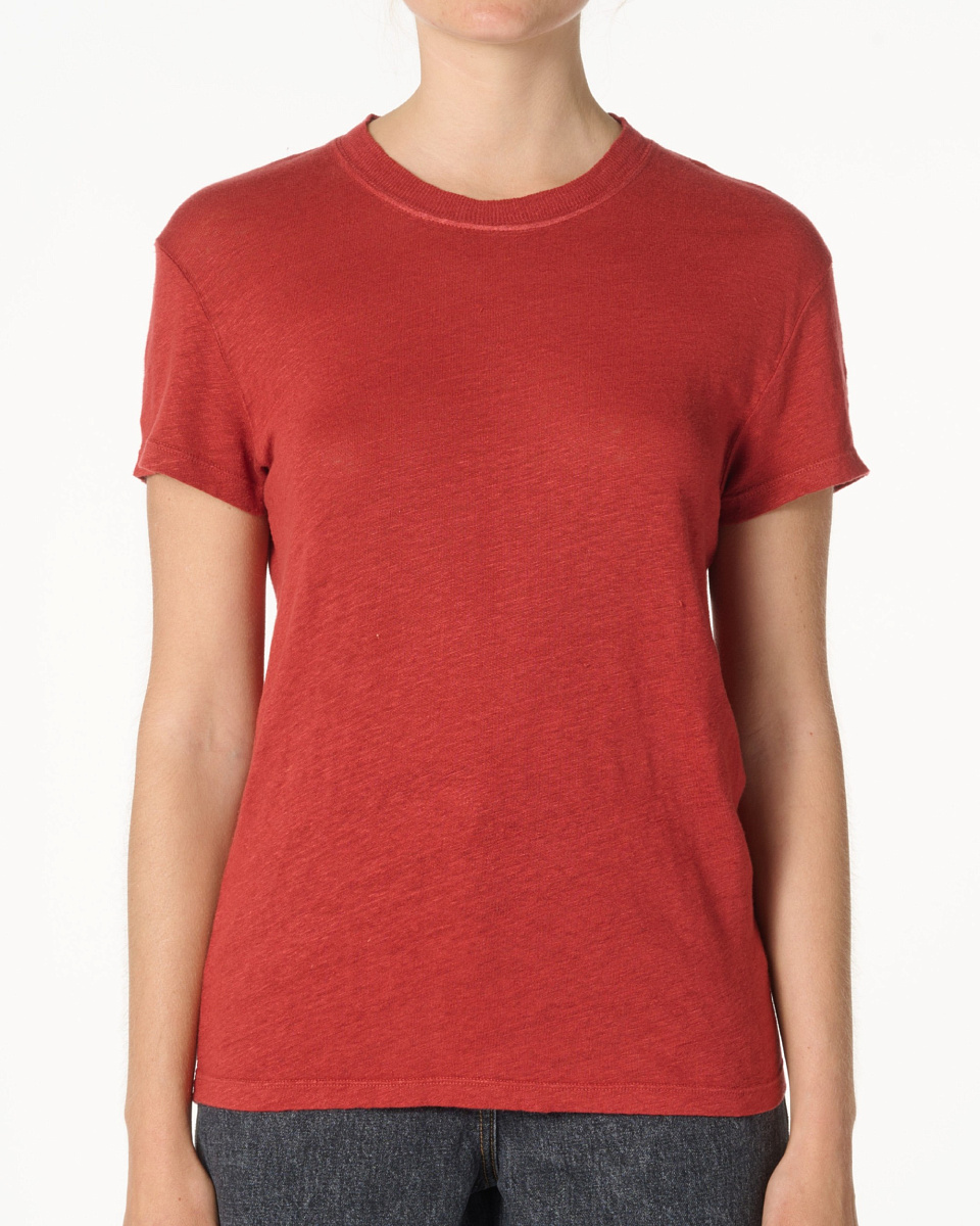 КРАСНАЯ ЛЬНЯНАЯ ФУТБОЛКА С КРУГЛЫМ ВЫРЕЗОМ THIRD