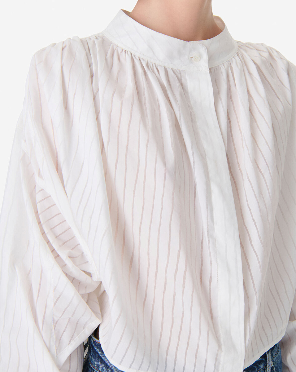 БЕЛАЯ РУБАШКА С ВОРОТНИКОМ МАО BLISSIA