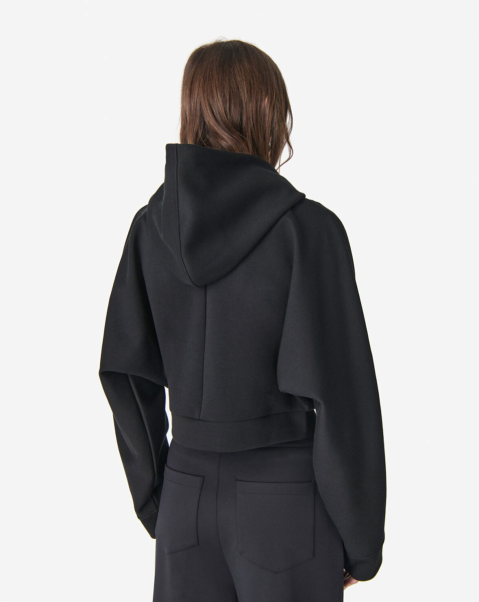 ЧЕРНЫЙ СВИТШОТ КРОЯ ОВЕРСАЙЗ С КАПЮШОНОМ VALENA