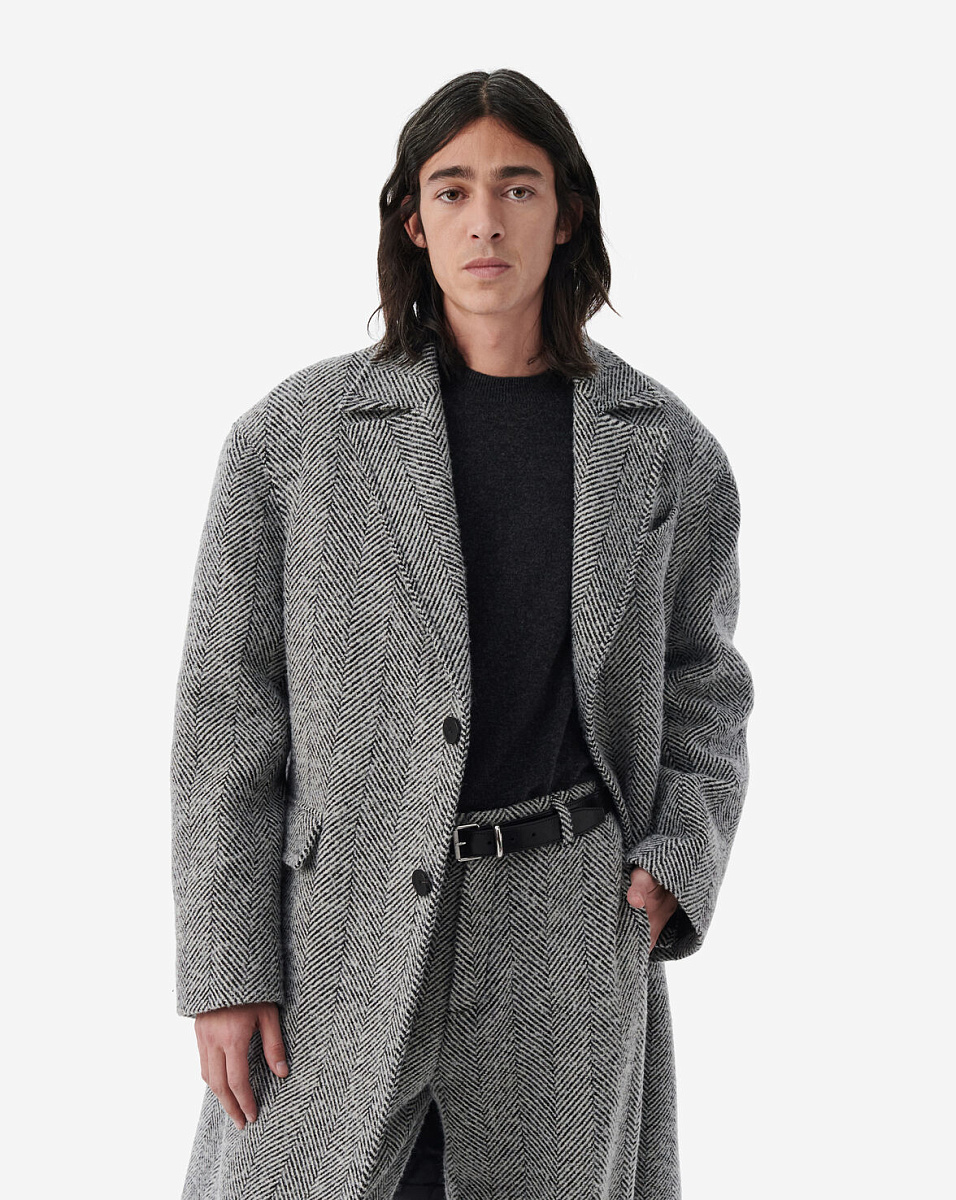 ПАЛЬТО ИЗ СМЕСОВОЙ ШЕРСТИ С УЗОРОМ В ЕЛОЧКУ CLAUDE