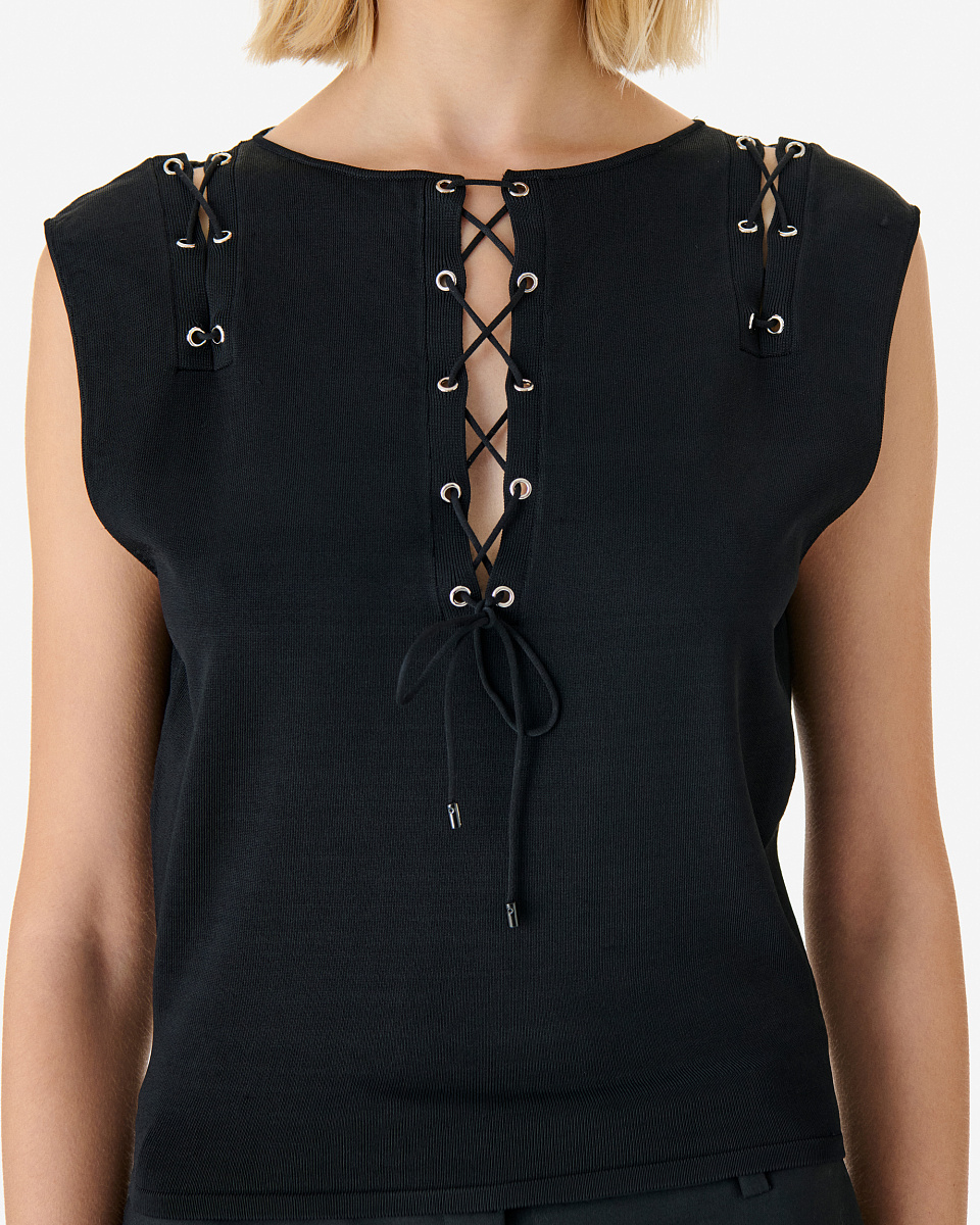 ЧЕРНЫЙ ТОП СО ШНУРОВКОЙ FELICINE