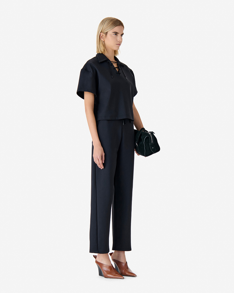 ЧЕРНЫЙ СВИТШОТ С ВОРОТНИКОМ В СТИЛЕ ПОЛО НА ШНУРОВКЕ VANILIE ЧЕРНЫЙ СВИТШОТ С ВОРОТНИКОМ В СТИЛЕ ПОЛО НА ШНУРОВКЕ VANILIE