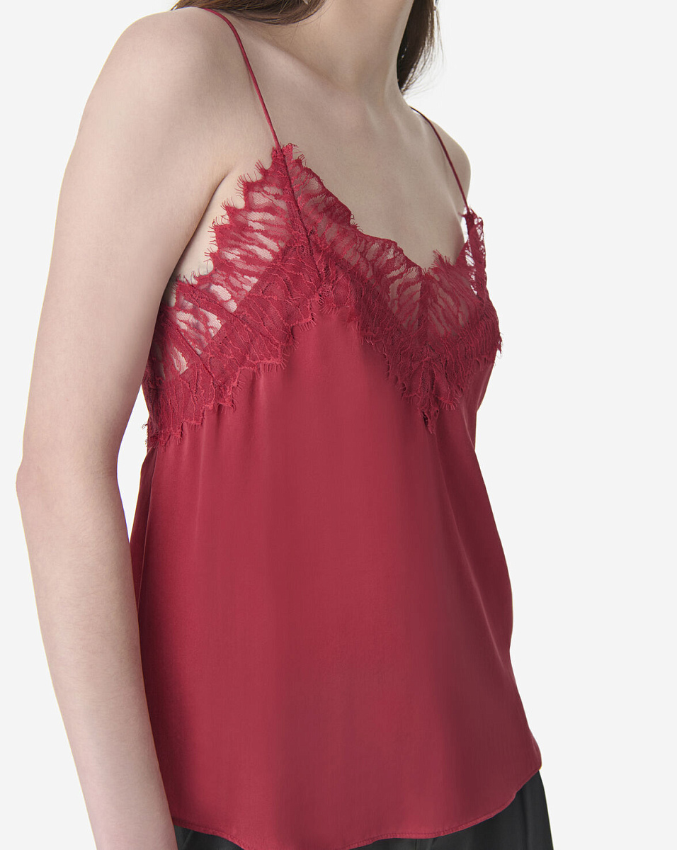 ШЕЛКОВЫЙ ТОП С КРУЖЕВОМ NEWIN В КРАСНОМ ЦВЕТЕ