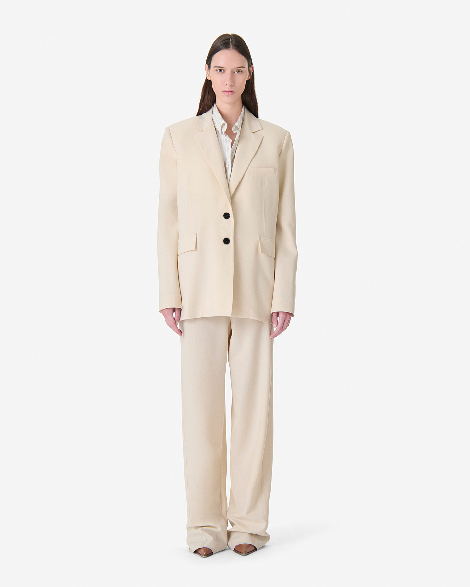 КОСТЮМНЫЕ БРЮКИ ШИРОКОГО КРОЯ В БЕЖЕВОМ ЦВЕТЕ ALURI