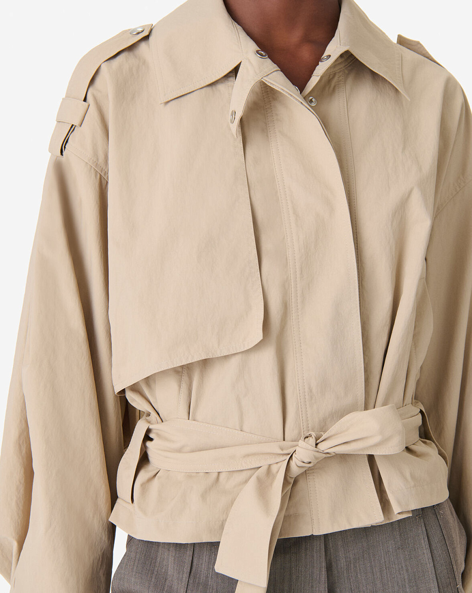 БЕЖЕВАЯ КУРТКА СВОБОДНОГО КРОЯ С ПОЯСОМ ZYNIA