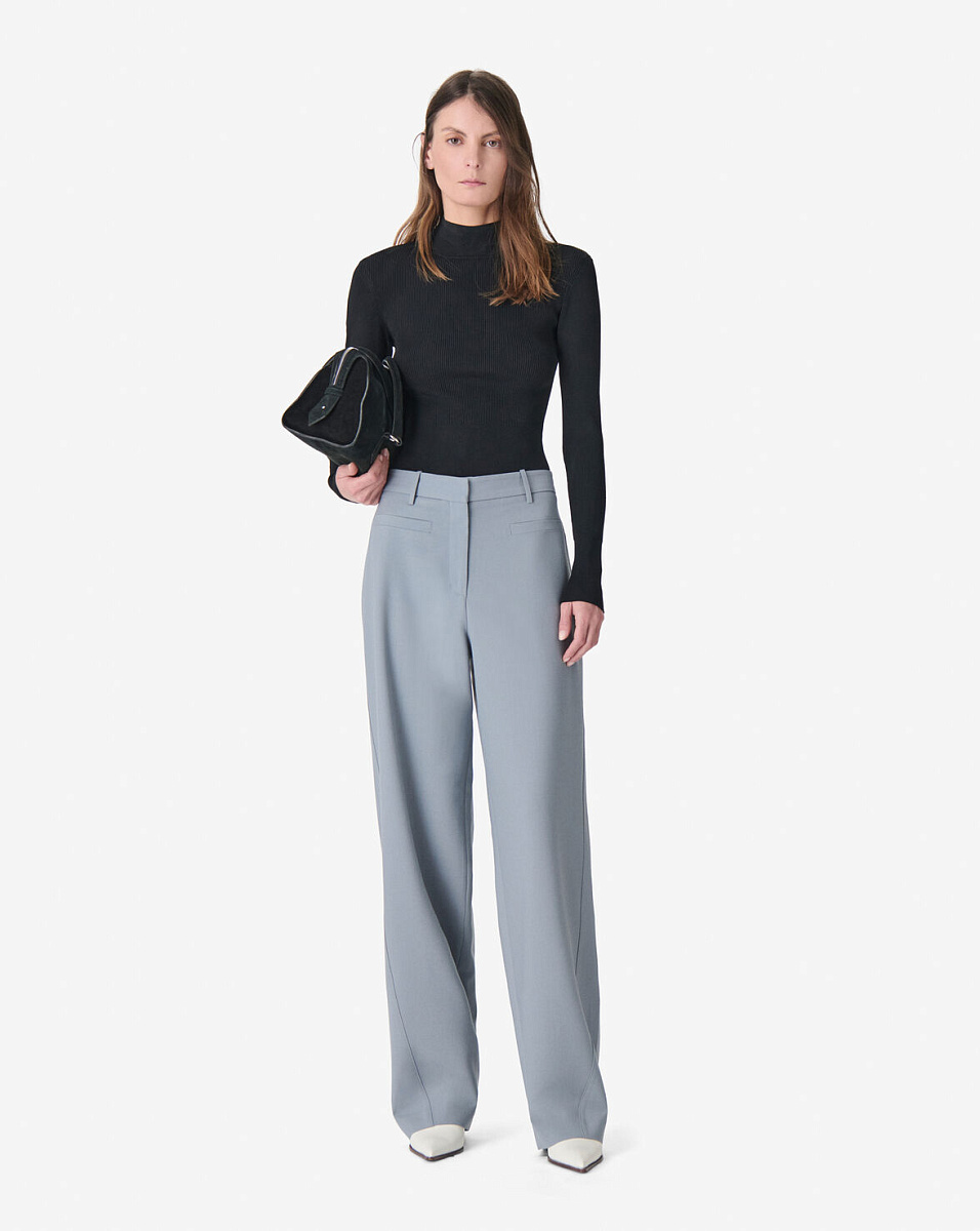 КОСТЮМНЫЕ БРЮКИ ШИРОКОГО КРОЯ В СЕРОМ ЦВЕТЕ ALURI