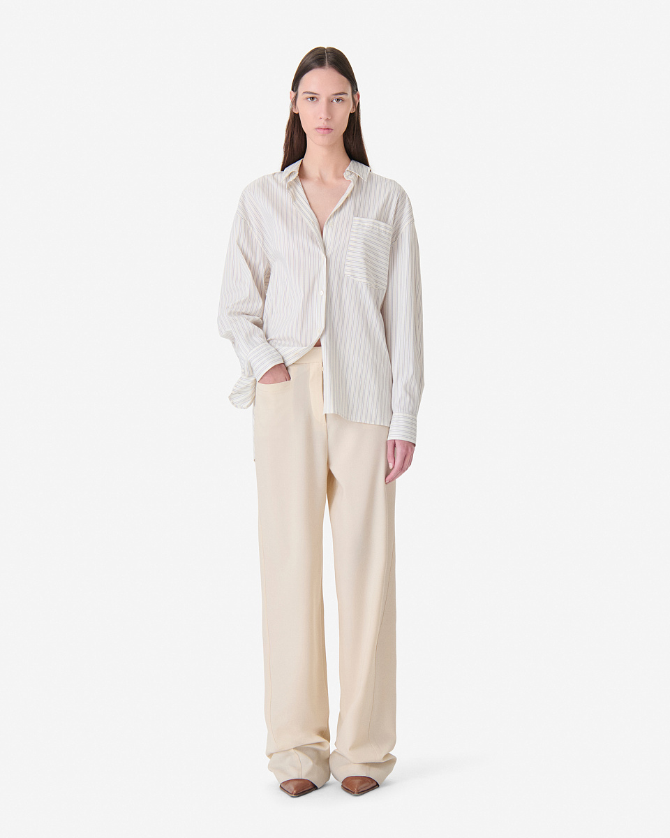 КОСТЮМНЫЕ БРЮКИ ШИРОКОГО КРОЯ В БЕЖЕВОМ ЦВЕТЕ ALURI