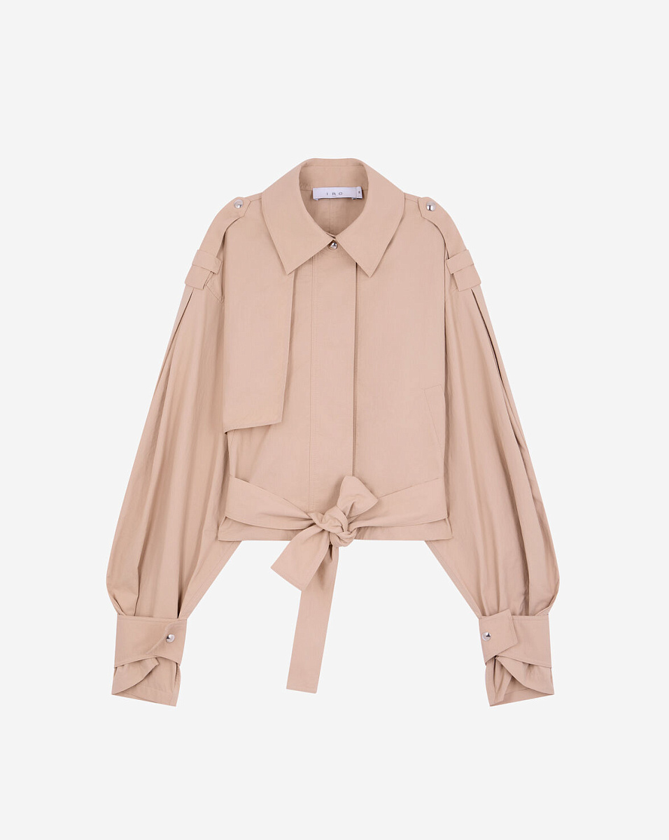 БЕЖЕВАЯ КУРТКА СВОБОДНОГО КРОЯ С ПОЯСОМ ZYNIA