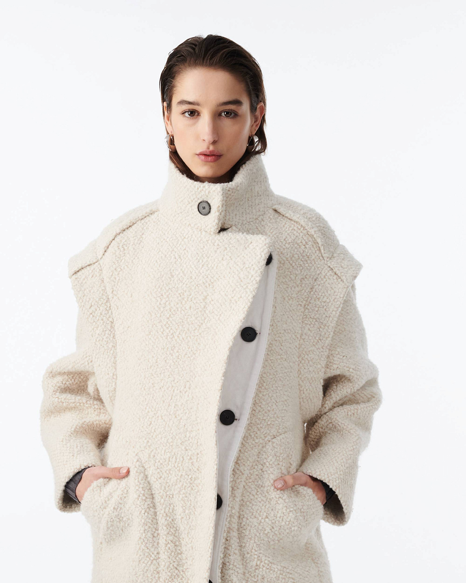 ПОЛУПАЛЬТО ИЗ СМЕСОВОЙ ШЕРСТИ С ЭФФЕКТОМ БУКЛЕ PAVINA