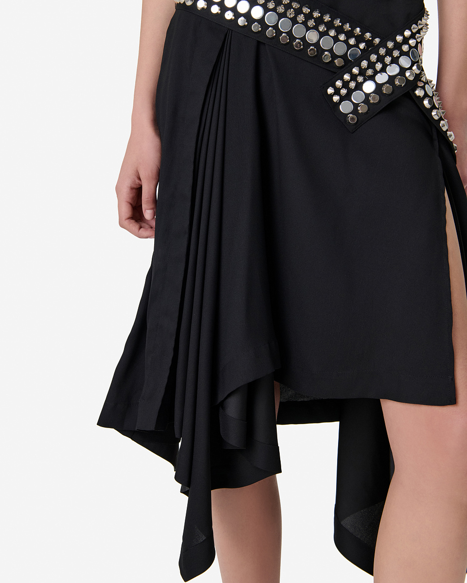 ЧЕРНОЕ АСИММЕТРИЧНОЕ ПЛАТЬЕ-МИДИ С КНОПКАМИ VEZIANE
