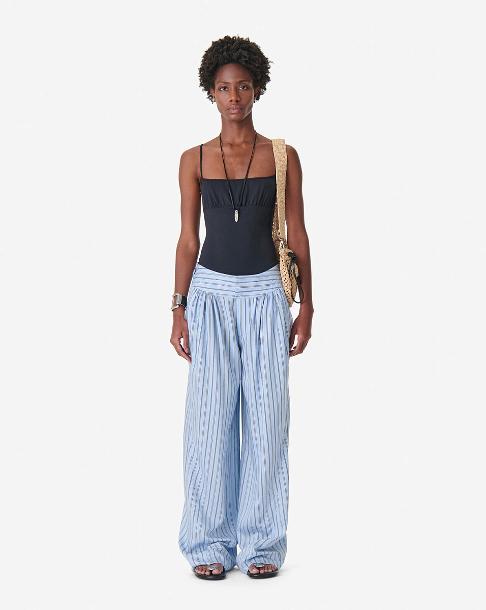 ГОЛУБЫЕ БРЮКИ ШИРОКОГО КРОЯ В ПОЛОСКУ ULYSE