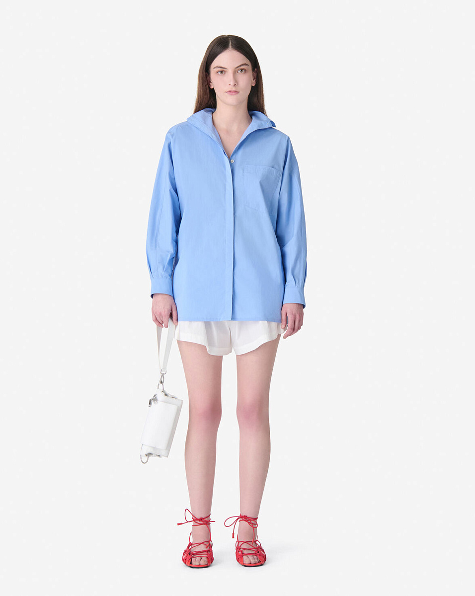 ГОЛУБАЯ РУБАШКА С МАТРОССКИМ ВОРОТНИКОМ NYLIA