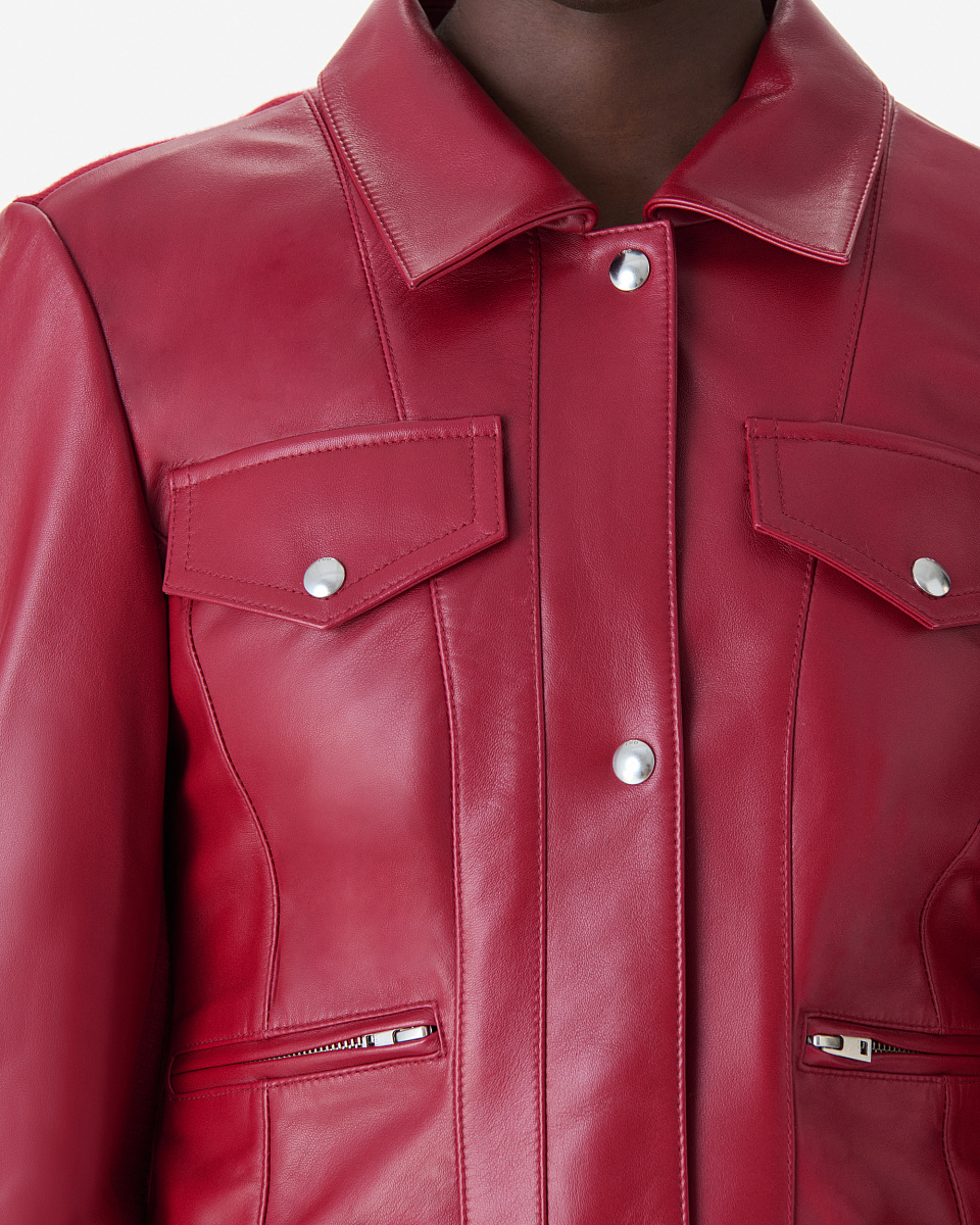 УКОРОЧЕННАЯ КУРТКА ИЗ ДВУХ МАТЕРИАЛОВ В КРАСНОМ ЦВЕТЕ CHILOE