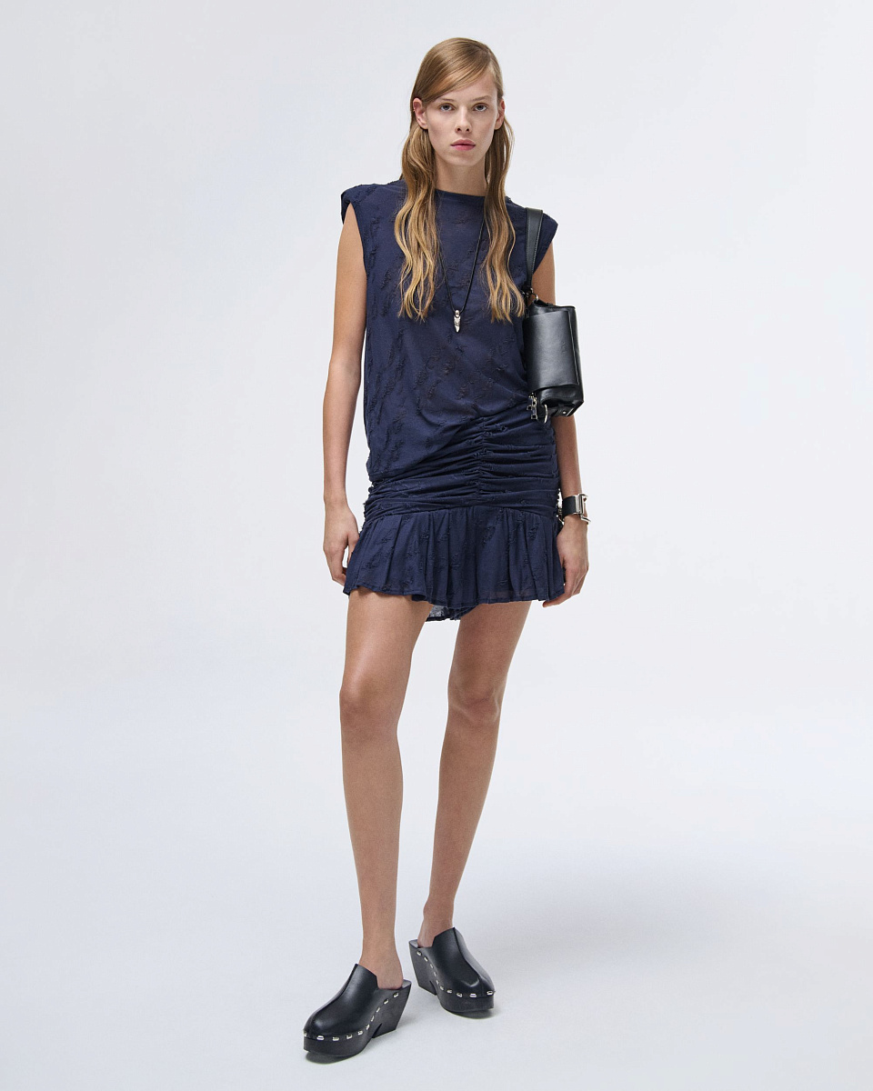 СИНЯЯ МИНИ-ЮБКА СО СБОРКАМИ HASLEY